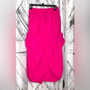 NWT Love Tree Nylon Parachute Midi Skit Cargo Pockets Pink M